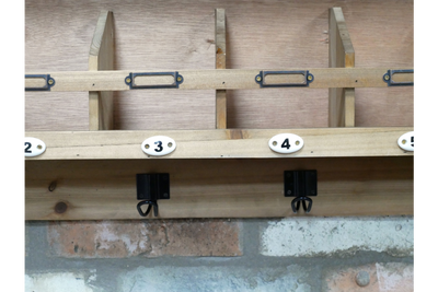 Rustic Wooden Wall Shelf with 6 Hooks and Compartments