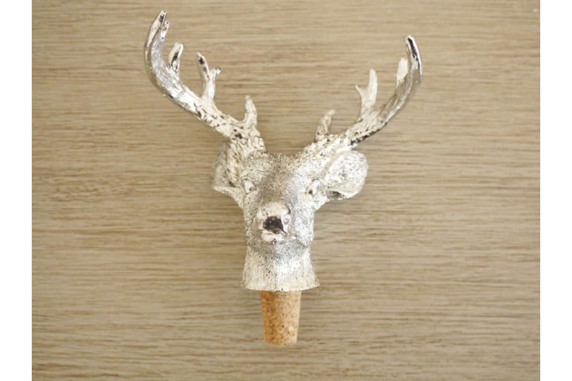 Silver Stag Head Wine Bottle Stopper