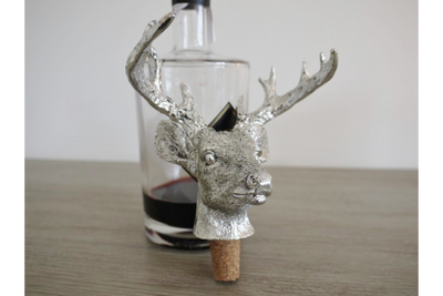 Silver Stag Head Wine Bottle Stopper