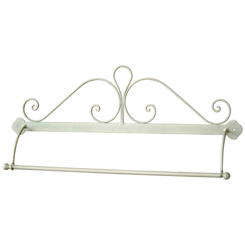 Vintage-Inspired Cream Scroll Wall-Mounted Towel Rail