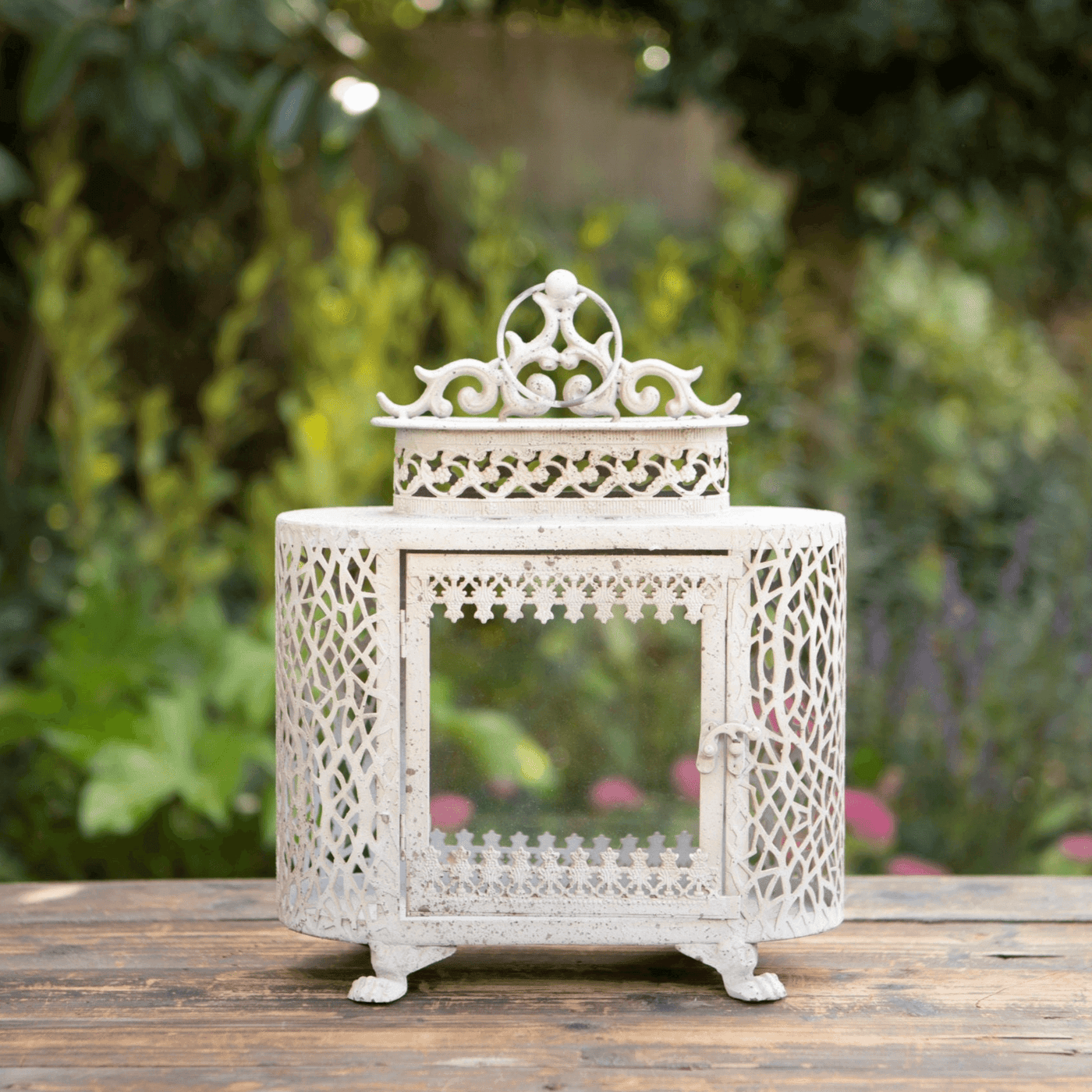 Large Rustic French Style Lantern with Filigree Details