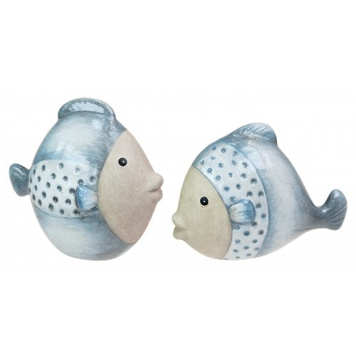 Charming Ceramic Fish Pair Shelf Sitters - Coastal Home Decor