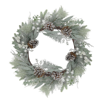 Faux Greenery and White Berry Wreath – Winter Door Decoration