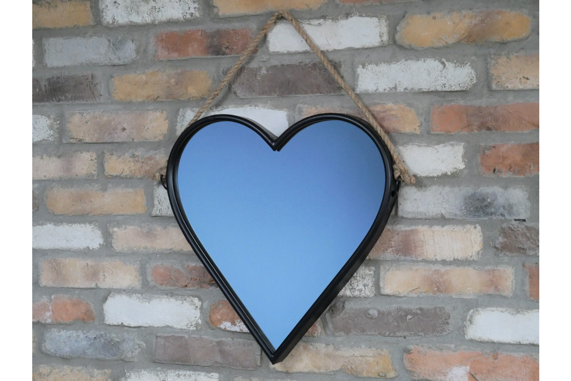 Rustic Heart Shaped Wall Mirror with Rope