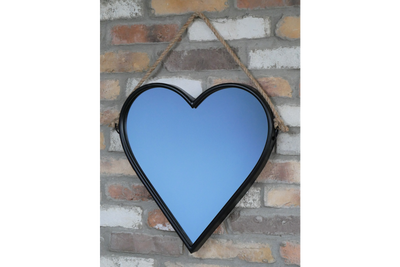 Rustic Heart Shaped Wall Mirror with Rope