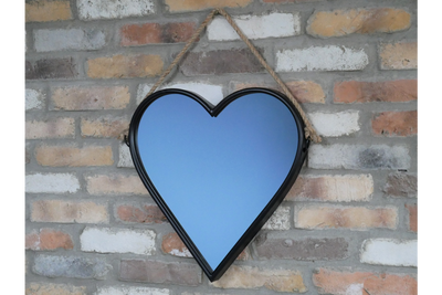 Rustic Heart Shaped Wall Mirror with Rope