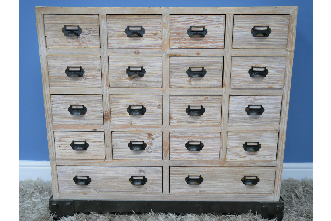 Rustic Wooden Apothecary Cabinet with 18 Drawers