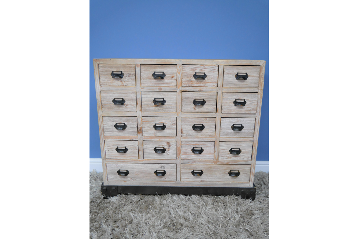 Rustic Wooden Apothecary Cabinet with 18 Drawers