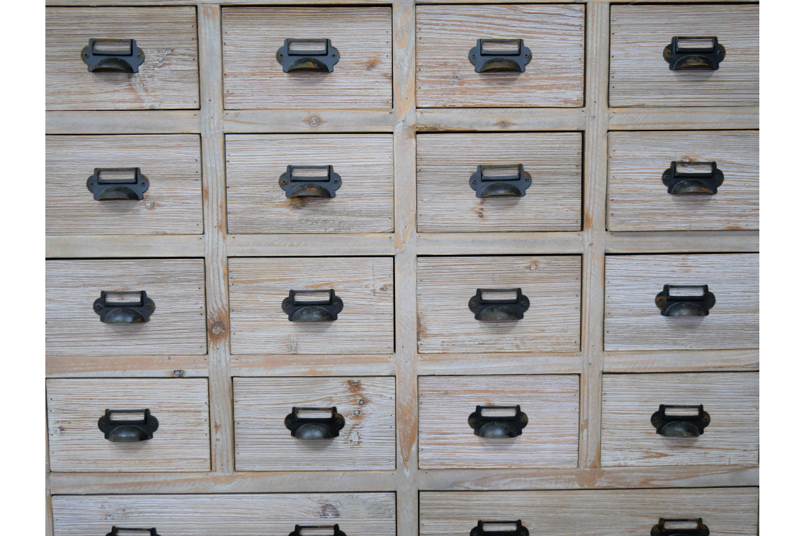 Rustic Wooden Apothecary Cabinet with 18 Drawers