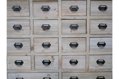 Rustic Wooden Apothecary Cabinet with 18 Drawers