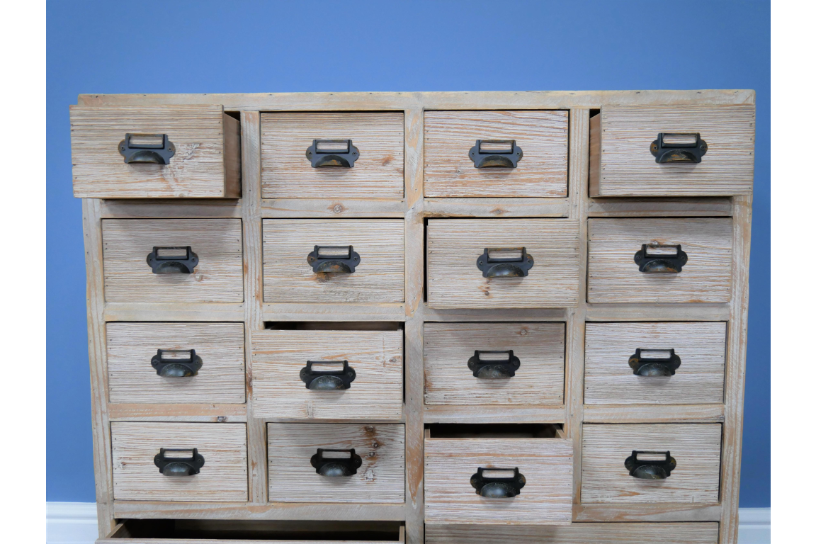 Rustic Wooden Apothecary Cabinet with 18 Drawers