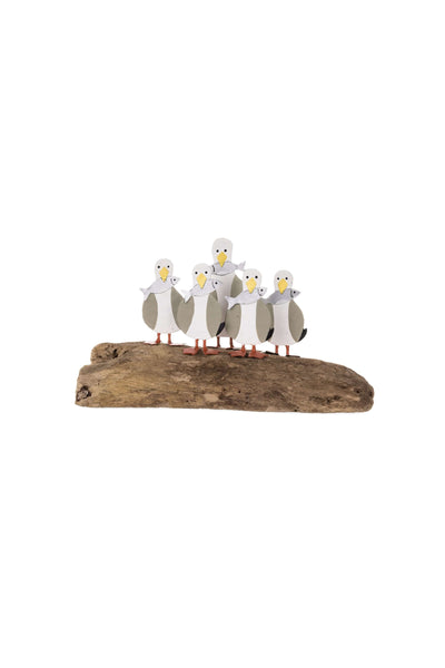 Seagulls on a Log Nautical Shelf Sitter