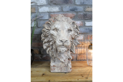 Rustic Lion Head Sculpture - Home or Garden Decor