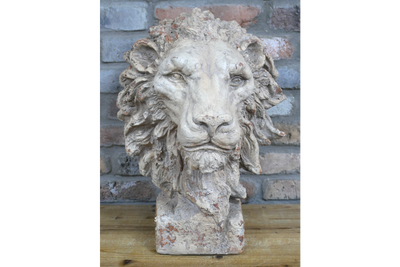 Rustic Lion Head Sculpture - Home or Garden Decor