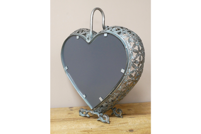 Vintage Style Heart Shaped Mirror with Candle Holder