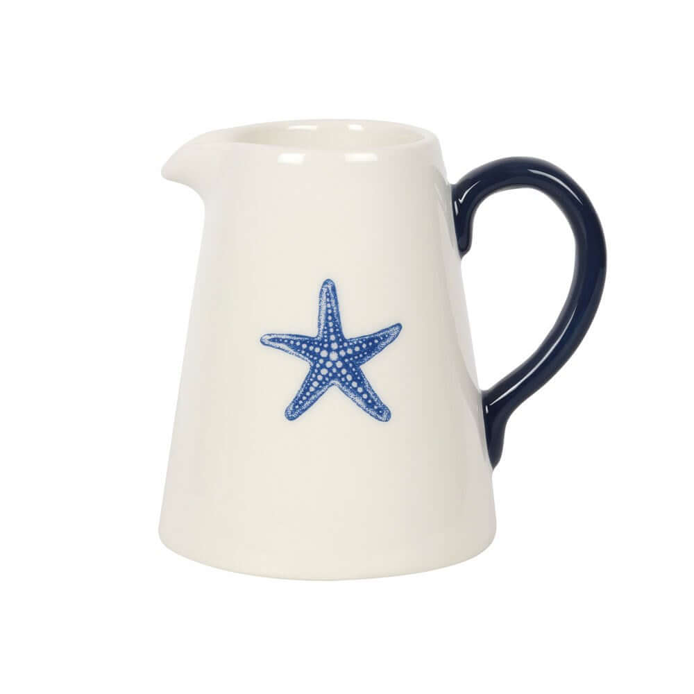 White Ceramic Jug with Starfish Detail