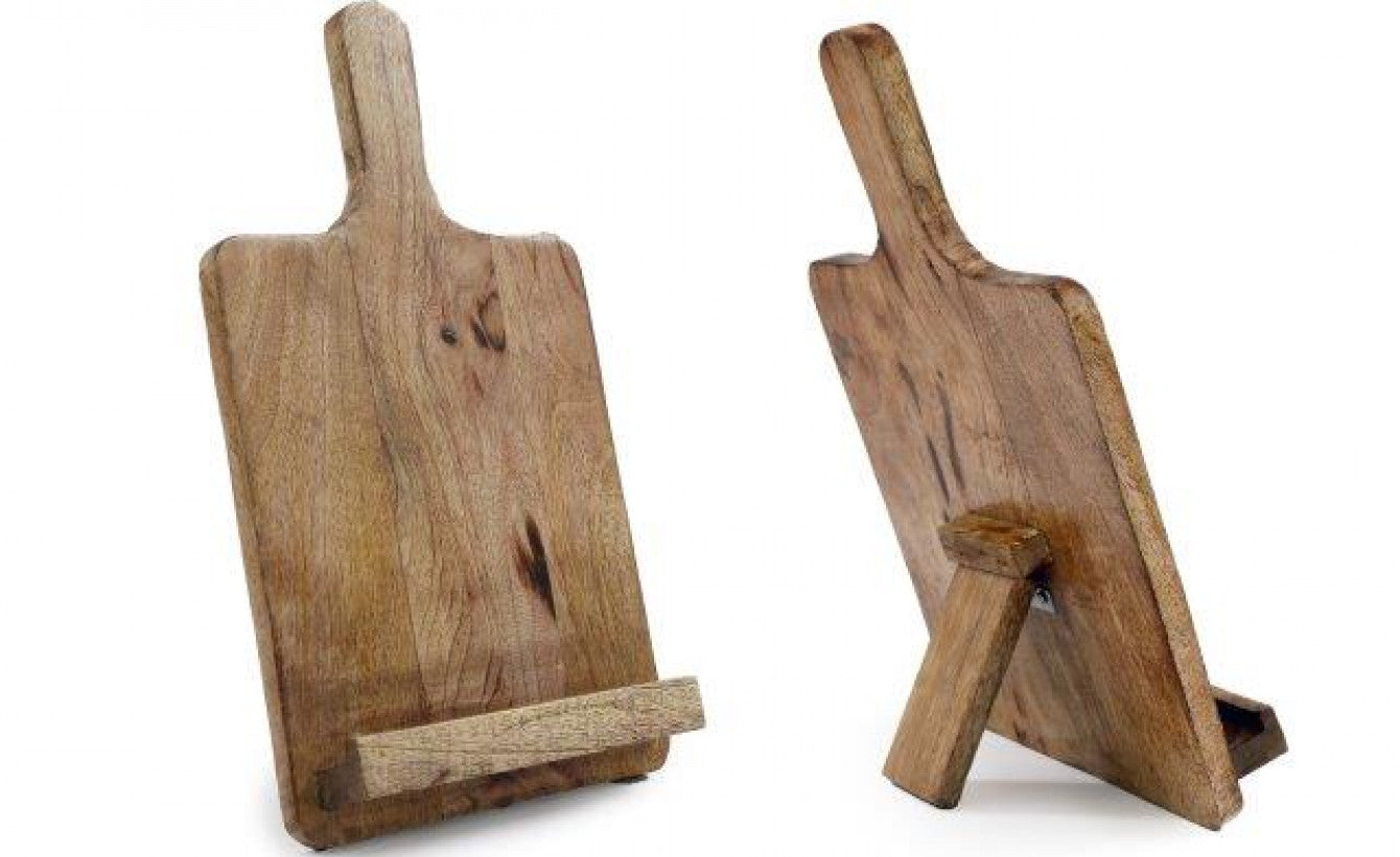 Rustic Wooden Tablet or Cookbook Stand - Cutting Board Style Holder