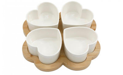 Heart-Shaped Tapas Set with Bamboo Tray