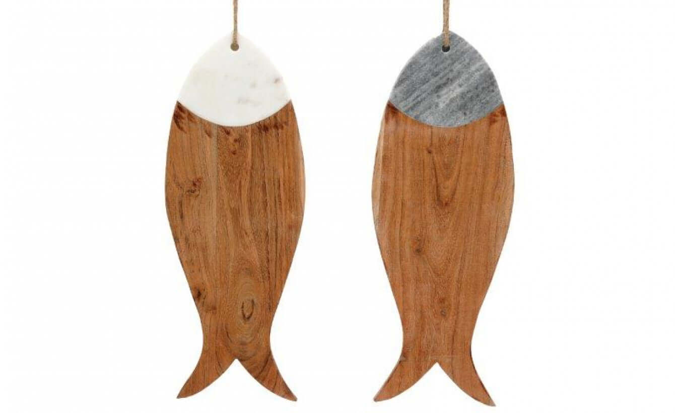 Wood & Marble Fish Shaped Chopping / Display Board