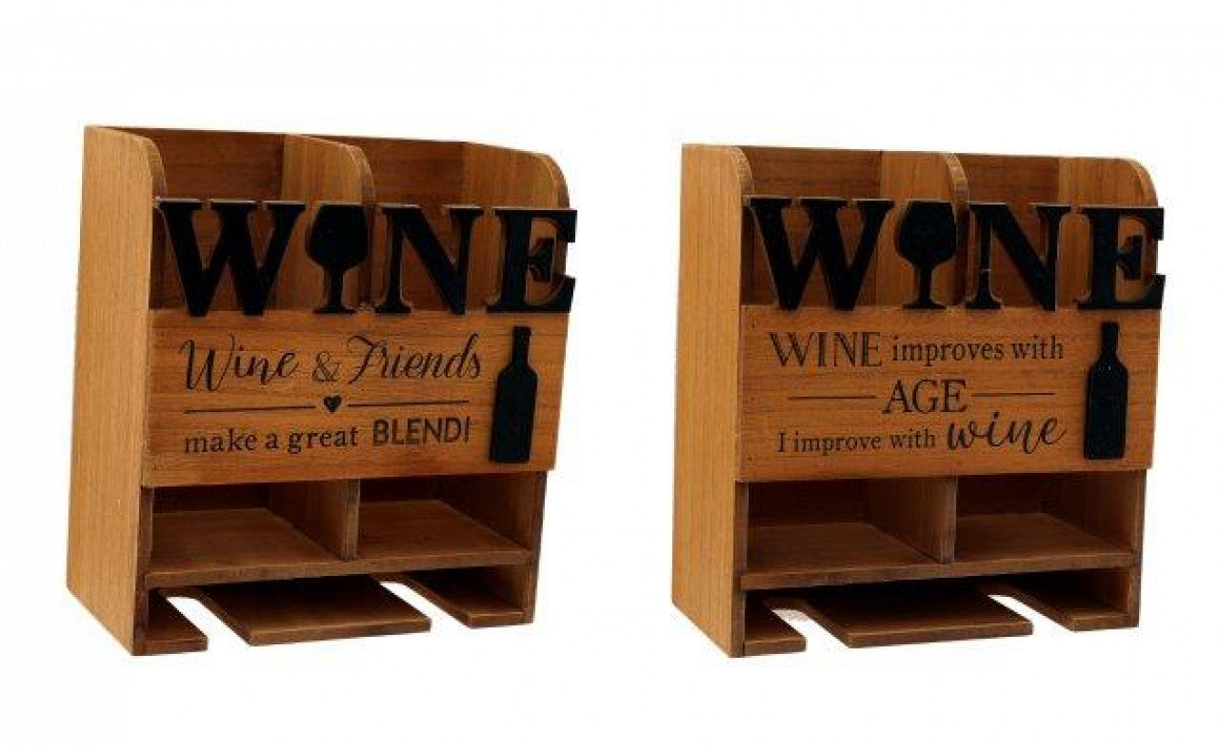 Rustic Wooden Wine Bottle Holder with Quotes - 2 Styles Available