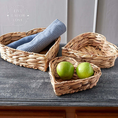 Heart Shaped Seagrass Baskets set of 3