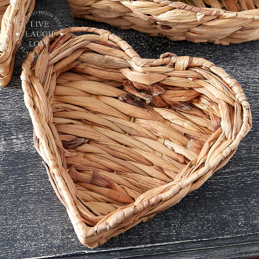 Heart Shaped Seagrass Baskets set of 3