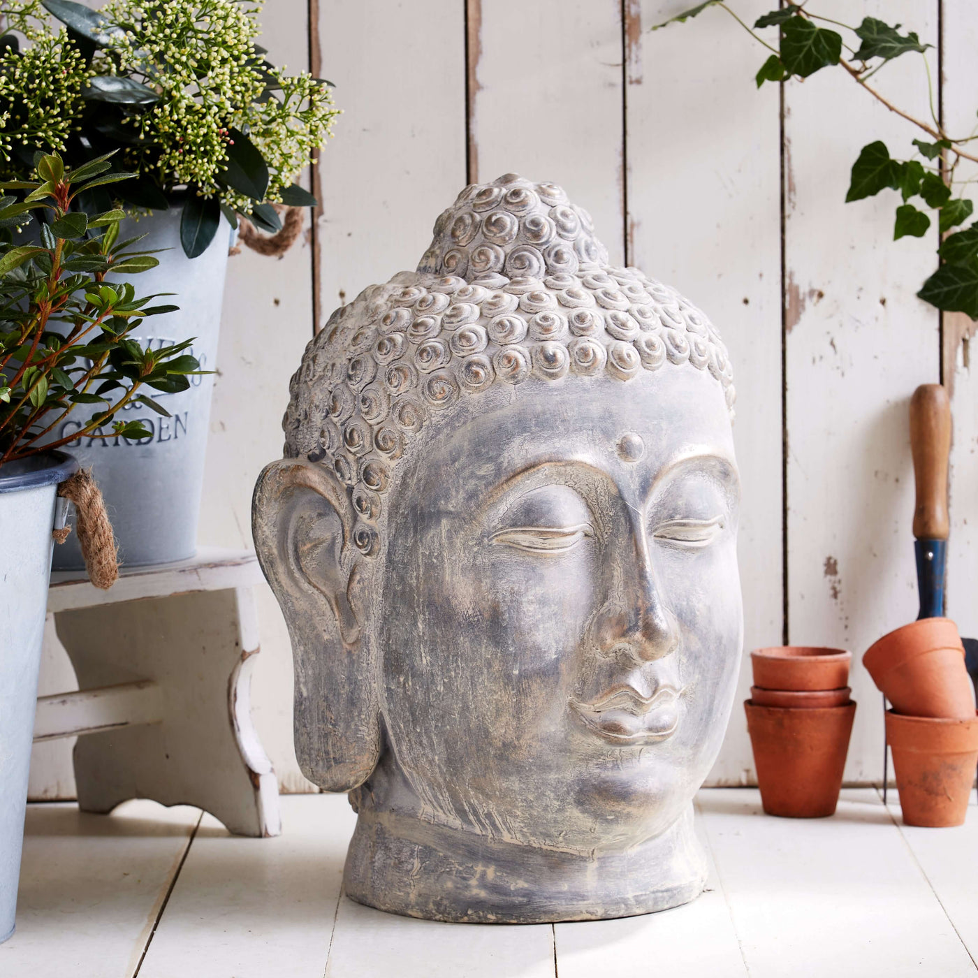 Sandstone Style Buddha Head Garden Sculpture