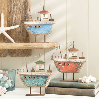 Rustic Wooden Fishing Boat Ornaments – Rustic Nautical Decor