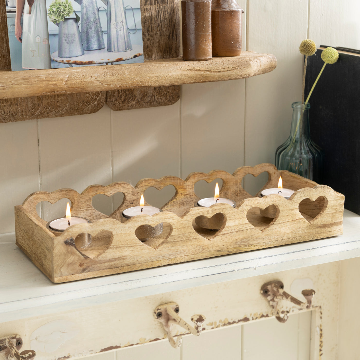 Rustic Wooden Heart Tealight Holder – Charming Home Décor