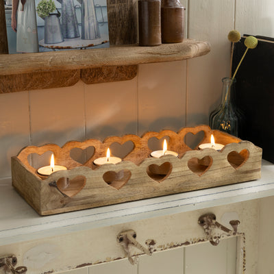 Rustic Wooden Heart Tealight Holder – Charming Home Décor