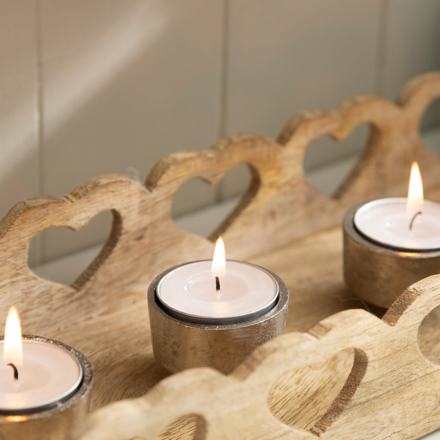 Rustic Wooden Heart Tealight Holder – Charming Home Décor