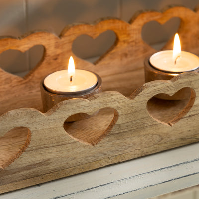 Rustic Wooden Heart Tealight Holder – Charming Home Décor