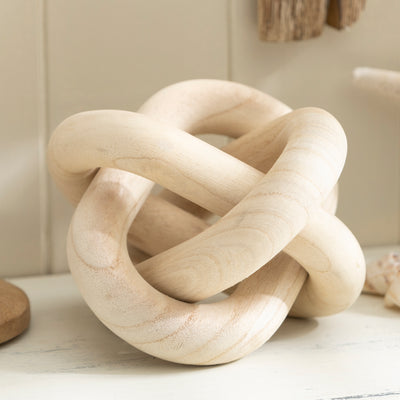 Wooden Knot Ball - Interwoven Chain Link Decorative Accent