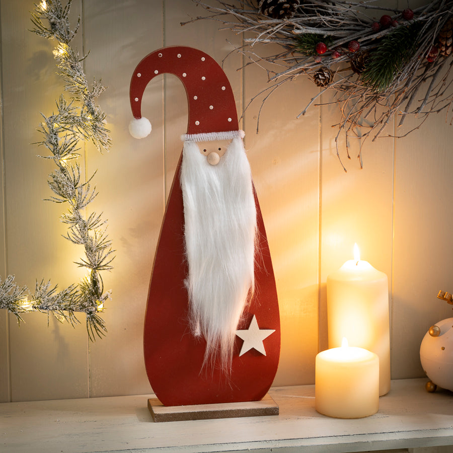 Large Standing Wooden Santa