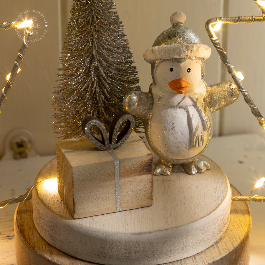 Festive LED Tree with Penguin and Gift Decor - Cozy Christmas Ornament