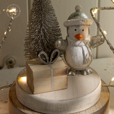 Festive LED Tree with Penguin and Gift Decor - Cozy Christmas Ornament