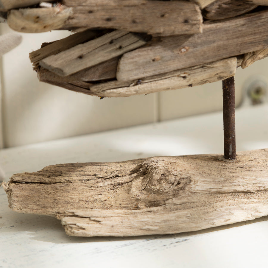 Driftwood Whale Ornament – Coastal Rustic Decor