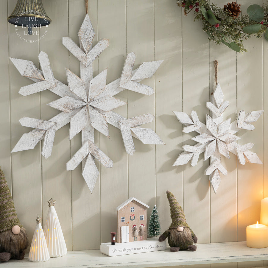 Rustic Wooden Snowflake Wall Decor - Festive Ornament