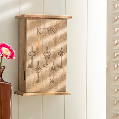 Rustic Wooden Key Cabinet with Vintage Key Design