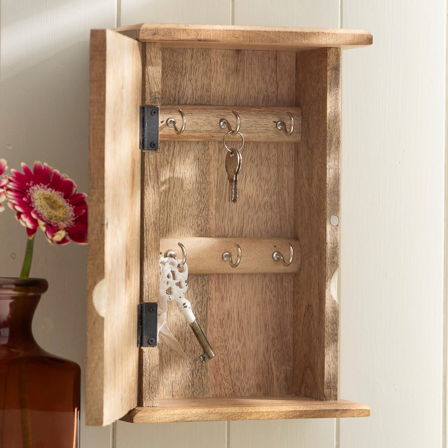 Rustic Wooden Key Cabinet with Vintage Key Design