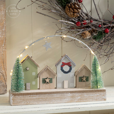 LED Light-Up Christmas Village Scene with Arch