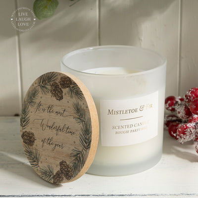 Festive Scented Candle with Wooden Lid