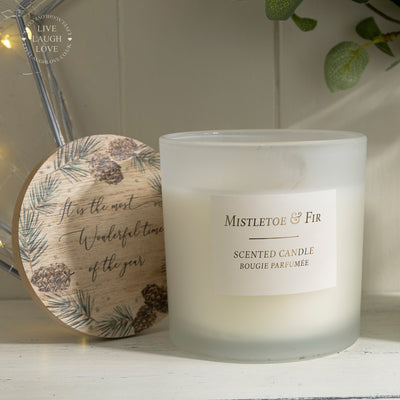 Festive Scented Candle with Wooden Lid