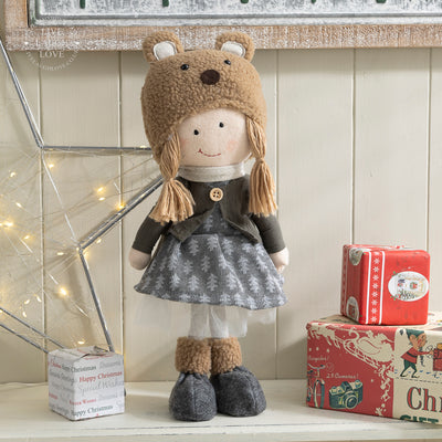 Cozy Bear Hat Shelf Sitter – Festive Boy & Girl Plush Doll