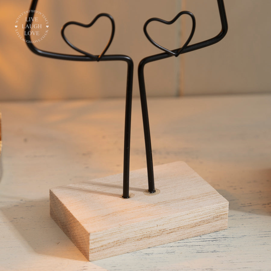 Metal Wire Heart Christmas Tree Shelf Sitter with Wooden Star Topper