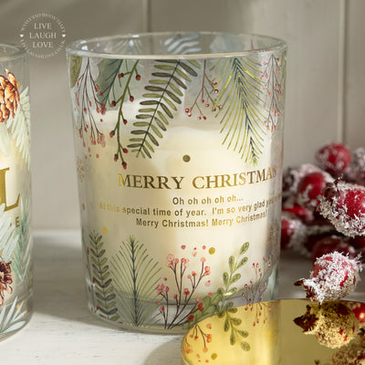 Gold Lidded Scented Christmas Candle with Festive Print