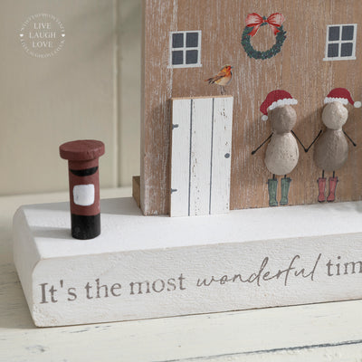 Festive Wooden Christmas House Decoration - "It's the Most Wonderful Time of the Year"