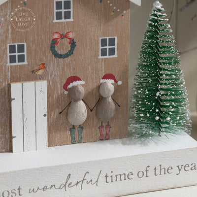 Festive Wooden Christmas House Decoration - "It's the Most Wonderful Time of the Year"