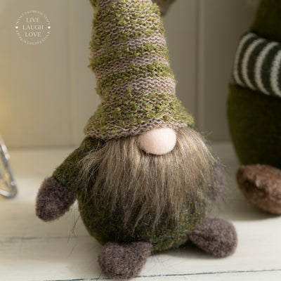 Festive Green Gnome Shelf Sitter -  Christmas Shelf Decor