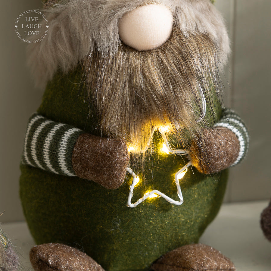 Festive Green Gnome Shelf Sitter -  Christmas Shelf Decor